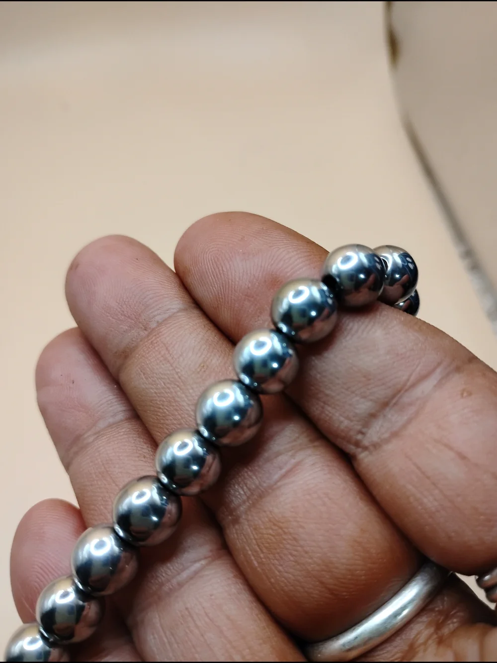 Silver Beaded Bracelet with Paw Charm - Unbranded